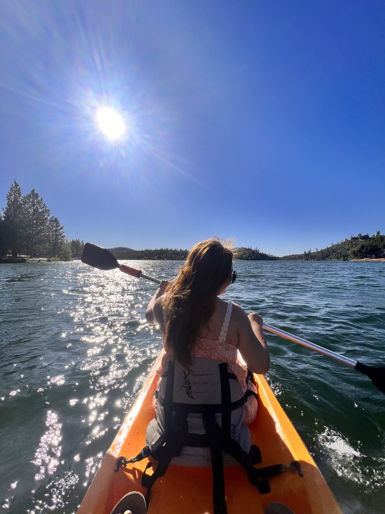 My daughter kayaking with me on the Pine Mountain Lake